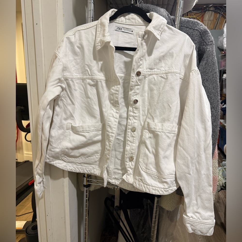 Zara white denim jacket
